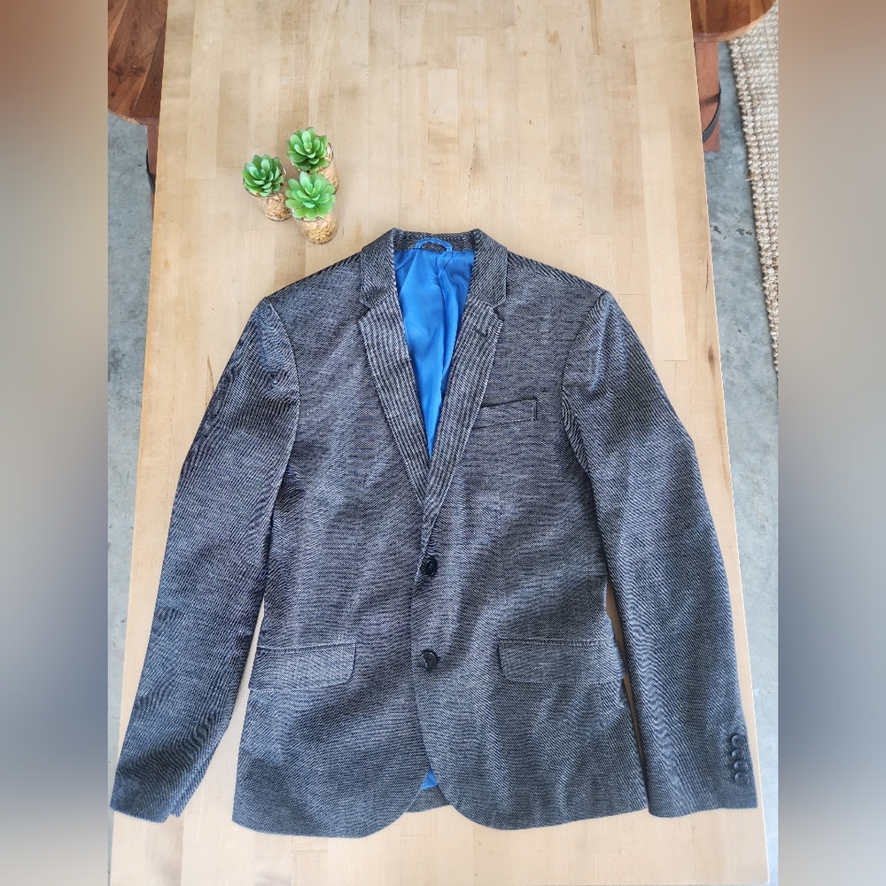 Men's Zara Textured Blue/Gray Blazer